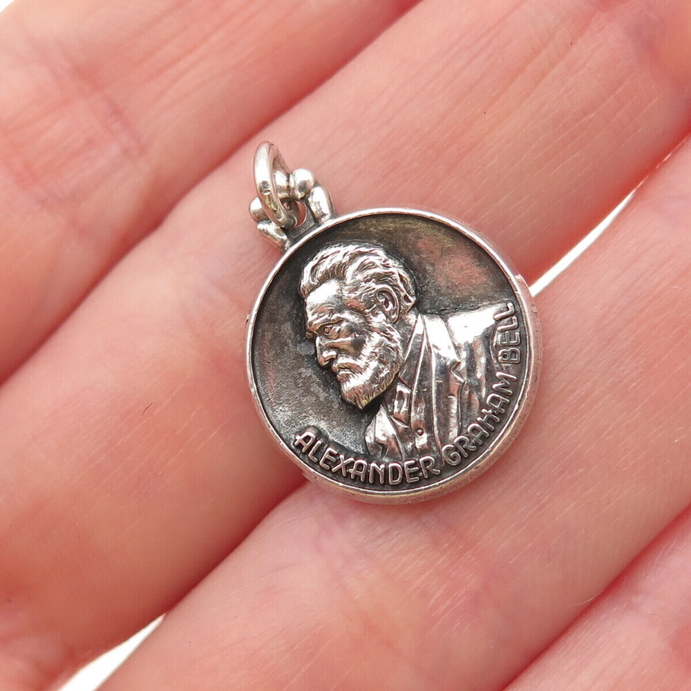 O.C. Tanner 925 Sterling Silver Vintage Alexander Graham Bell Mini Charm Pendant
